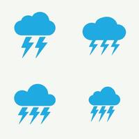 Bold blue weather icons featuring clouds and lightning perfect for apps forecasts and climate design vector