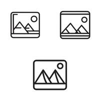Minimal image icon set in black and white with landscape elements for gallery and media designs vector