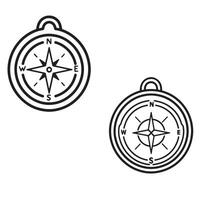 Line art compass illustrations featuring cardinal directions ideal for maps travel icons and navigation themed design elements in digital and print projects vector