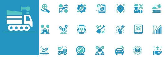 Editable industrial machinery set with tools, gears, and factory icons perfect for print, digital, and engineering use vector