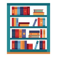 A book shelf with books on it vector