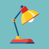 A lamp on a desk with a yellow and red lamp vector