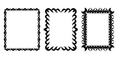 Three black and white decorative frames with ornamental designs vector