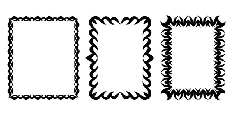 Three black and white decorative frames with ornamental designs