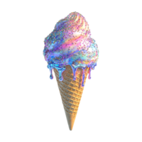 ice cream cone with rainbow sprinkles on top, transparent background png
