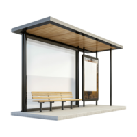 bus stop with empty billboard and bench on transparent background png