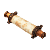 an old scroll with a gold handle and a transparent background png