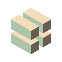 Abstract isometric illustration of stacked geometric shapes. Muted pastel color palette evokes calmness and sophistication. vector