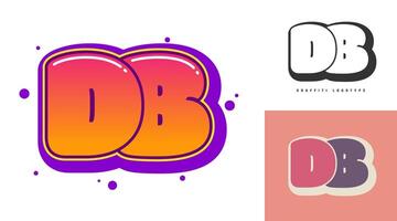 DB logo design for festival or party. Initial letter d and b in graffiti style. Creative modern lettering company name of font typography. Kids trendy logotype or identity. vector