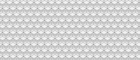 Abstract geometric seamless pattern. Elegant monochrome design featuring interconnected cubes, creating a mesmerizing, repeating texture ideal for backgrounds, website design, and textile prints. vector