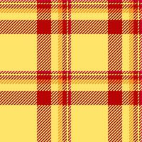 Vibrant yellow and red plaid pattern. Perfect for textile design, website backgrounds, or crafting projects. This bold, geometric design offers a cheerful and energetic aesthetic. vector