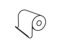 Clean minimalist line art illustration of a roll of paper on a holder. Perfect for website icons, app design, or to represent concepts of hygiene, preparation, or resource management. vector