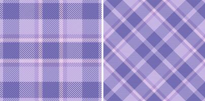Elegant duo of lavender and purple plaid patterns. Perfect for textile design, fashion, or website backgrounds. Offers versatile options for both classic and modern aesthetics. vector