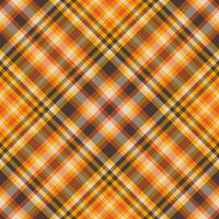 Vibrant autumnal plaid pattern. Warm orange, brown, and beige hues create a cozy, rustic feel. Ideal for fallthemed designs, textile prints, or website backgrounds. vector