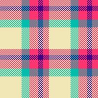 Colorful plaid pattern with a pixelated woven texture. Ideal for backgrounds, textile designs, or graphic projects needing a vibrant, retro feel and visual interest. vector