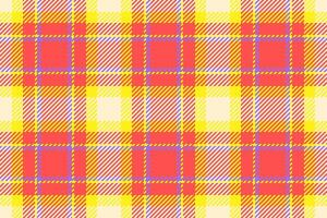 Vibrant summery plaid pattern in coral, yellow cream. Perfect for textiles, fashion, website backgrounds, or playful branding. This cheerful, seamless texture evokes warmth optimism. vector