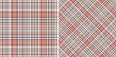 Two stylish pastel plaid patterns in soft peach, grey, and white. Perfect for textile design, scrapbooking, and website backgrounds. vector