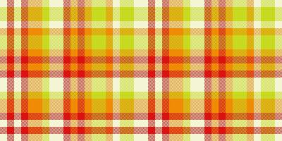 Vibrant orange and lime green plaid pattern. Perfect for textile design, website backgrounds, or fashion projects. This cheerful, seamless texture evokes feelings of warmth and energy. vector