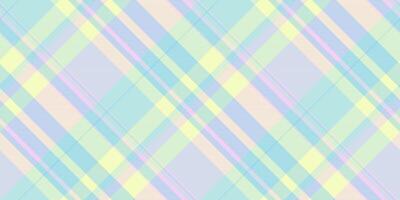 Seventies texture fabric, scratch plaid tartan textile. New york pattern seamless check background in light and cyan colors. vector