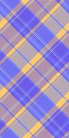 Dining seamless pattern texture, naked background fabric. Window plaid tartan check textile in amber and indigo colors. vector