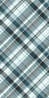 Elegant diagonal plaid pattern in cool teal, gray, and white. Perfect for textile design, website backgrounds, or fashion projects. Subtle texture adds visual interest.
