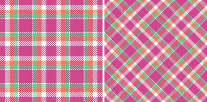 Vibrant pink plaid patterns, perfect for fashion, textile, or web design. Two distinct styles offer versatility a classic check and a dynamic diagonal weave. vector