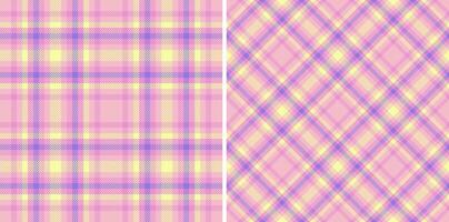 Pastel pink and yellow plaid patterns, perfect for textile design, fashion, or website backgrounds. These soft, subtle checks offer a versatile and charming aesthetic. vector