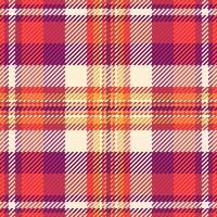 Vibrant autumnal plaid pattern in warm orange, red, and purple hues on a cream background. Perfect for fallthemed designs, textile prints, or website backgrounds. vector