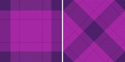 Vibrant purple plaid patterns, perfect for textile design, fashion, or website backgrounds. Two distinct styles offer versatility. vector