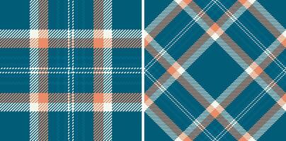 Two seamless tartan patterns. A classic, cozy design with blue, white, and peach hues. Perfect for textile designs, backgrounds, or digital projects. vector