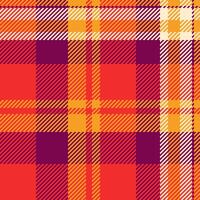 Vibrant autumnal plaid pattern in warm orange, red, and purple hues. Perfect for textile design, fallthemed projects, or adding a touch of cozy style to your designs. vector