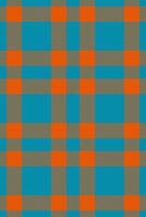 Vibrant teal and orange plaid pattern. Perfect for textile design, website backgrounds, or crafting projects. This bold geometric design evokes feelings of warmth and energy. vector