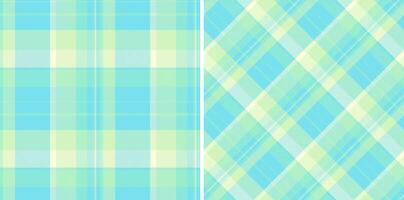 Pastel plaid patterns Two seamless textures in soft blue and lime green. Perfect for textile design, website backgrounds, or crafting projects. vector