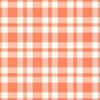 Native background textile fabric, aged seamless check texture. Card plaid pattern tartan in orange and red colors. vector