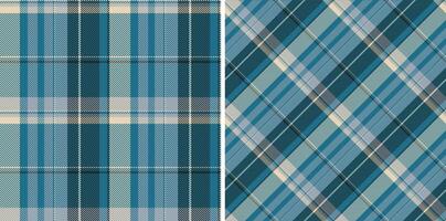 Two stylish plaid patterns in cool blue tones. Versatile for backgrounds, textiles, or design elements. Classic texture suitable for web or print projects. vector
