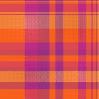 Vibrant plaid pattern in bold orange, pink, and purple hues. Perfect for textile design, fashion, and branding projects. vector