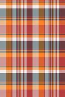 Vibrant autumnal plaid pattern in warm oranges, reds, and muted blues. Perfect for fallthemed designs, textile prints, website backgrounds, or seasonal branding. vector