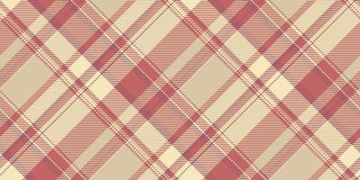 Folk textile check tartan, christmas fabric pattern seamless. Down plaid background texture in light and red colors. vector