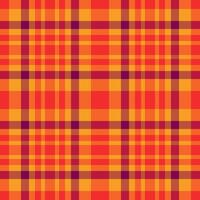 String plaid textile, pixel seamless check pattern. Christmas ornament background tartan fabric texture in orange and red colors. vector
