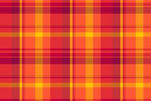 Clothing plaid pattern , sketch textile check texture. Service fabric tartan background seamless in red and orange colors. vector