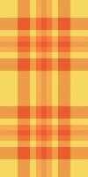Color check fabric , towel pattern textile seamless. Craft tartan background texture plaid in orange and yellow colors. vector