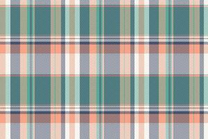 Classic plaid pattern in teal, peach, cream. Ideal for textiles, fashion design, or backgrounds. A versatile, timeless, stylish design element. vector