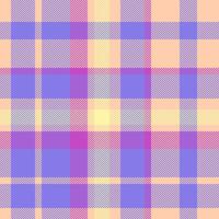 Soft paste plaid pattern. Textile design with intersecting lines in purple, pink, and yellow hues. Use for backgrounds, apparel, or graphic design. vector
