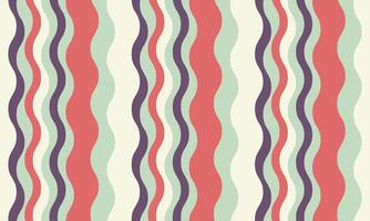 Abstract wavy stripes background. Vibrant coral, seafoam, and purple hues create a playful, retroinspired pattern perfect for website banners, social media posts, or textile design. vector