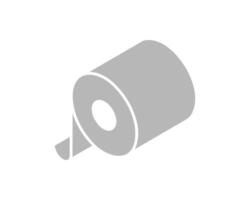 Simple, minimalist isometric illustration of a roll of paper. Perfect for website icons, app design, or representing concepts of abundance, continuous flow, or new beginnings. Clean, modern style. vector