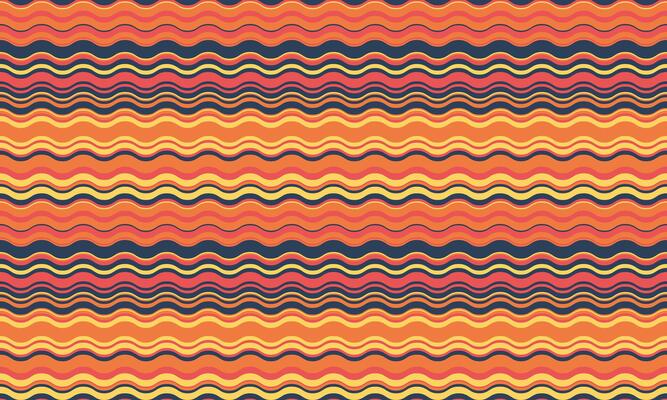 Vibrant wavy stripes in warm autumnal hues create a dynamic, seamless pattern. Perfect for textile design, website backgrounds, or any project needing a cheerful, retro feel.