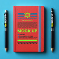 Notebook mock up with spiral binder spring paper and notepad cover for corporate diary psd