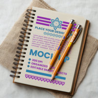 Corporate binder and spiral notebook with paper mock up notepad and spring stationery layout psd