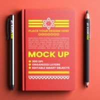 Spring binder paper diary with spiral notepad and notebook cover mock up corporate style psd
