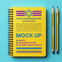 Spiral binder and notebook cover mock up with spring notepad for corporate stationery paper psd